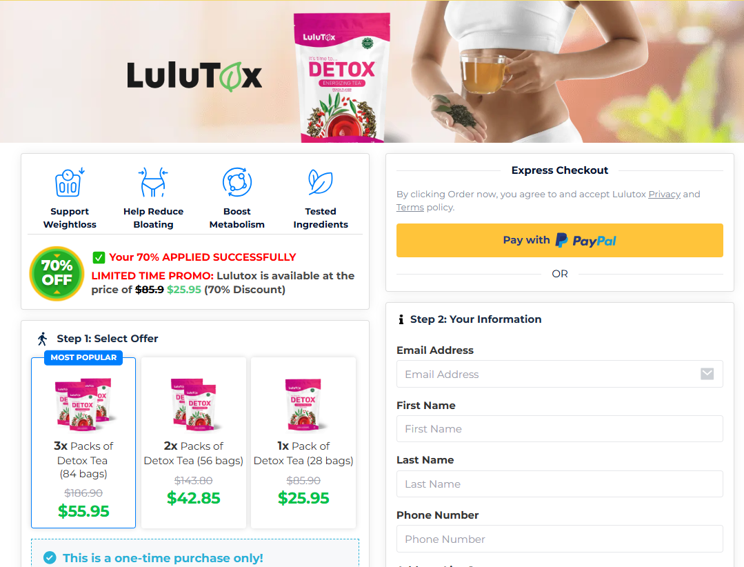 LULUTOX Detox Tea price
